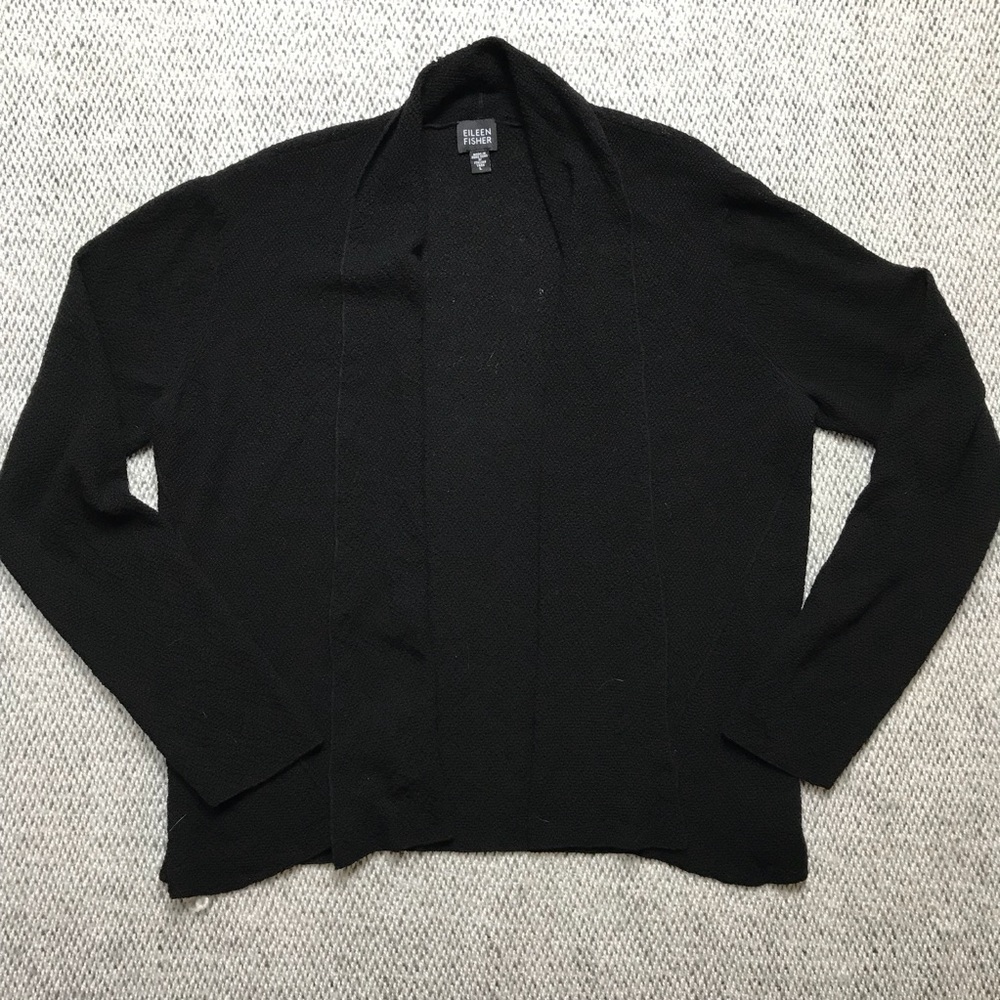SOLD🌈Eileen Fisher Black Yarn Open Front Cardigan